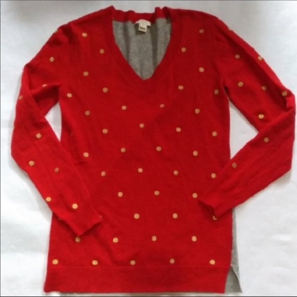 ‼️THRIFT ALERT MAKE OFFER J. Crew Polka Dot Sweater Split Color Shirt Top XS - Picture 3 of 7